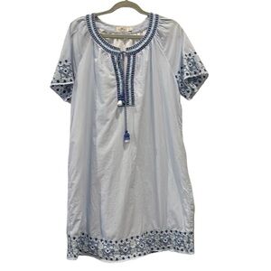 Vineyard Vines Sea Striped Embroidered Tassel Dress Spring Summer Floral Large 